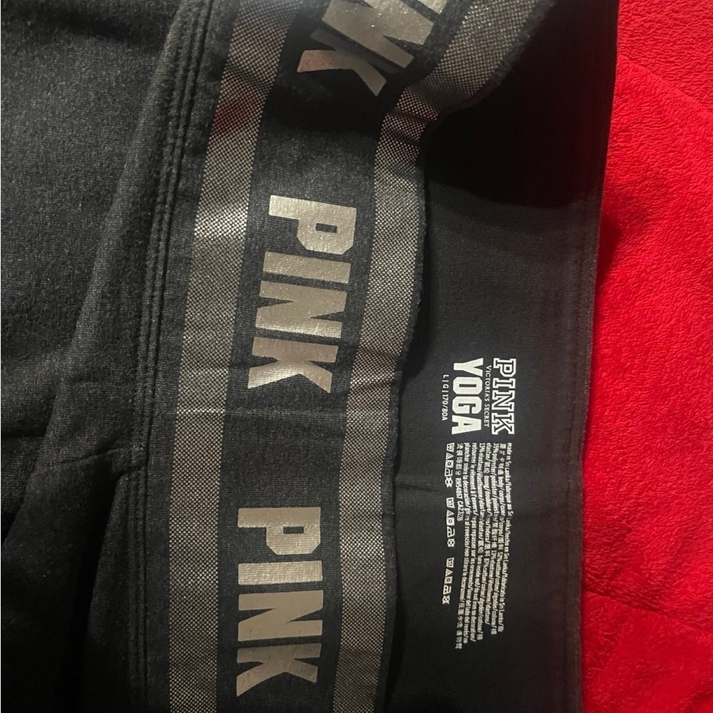 PINK Victoria's Secret Black and Gold Leggings with Side Stripes - Picture 5 of 5